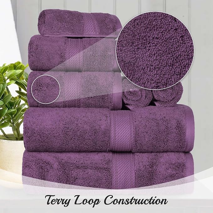 SUPERIOR Egyptian Cotton Pile 8 Piece Towel Set, Includes 2 Bath, 2 Hand - Image 5