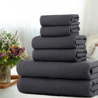 CASA COPENHAGEN Waffle 6Pcs 100% Egyptian Cotton Large Designer Towels Gift - Image 2