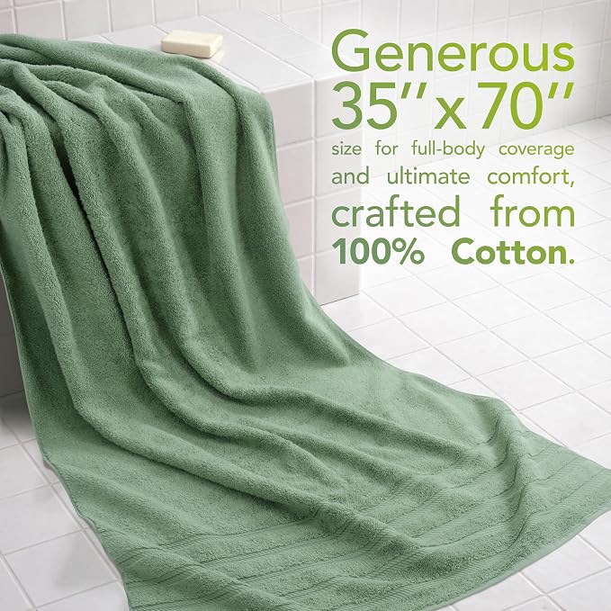 American Soft Linen 35x70 Jumbo Large Bath Towel, 600 GSM 100% Cotton Turkish - Image 2