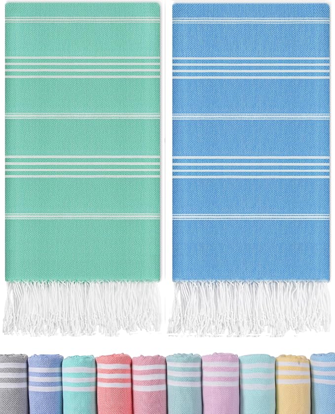 Antfuny 2 Packs Turkish Beach Towels Pool Towel Beach Mat Sauna Blanket Fast by ANTFUNYgivesmorechoices