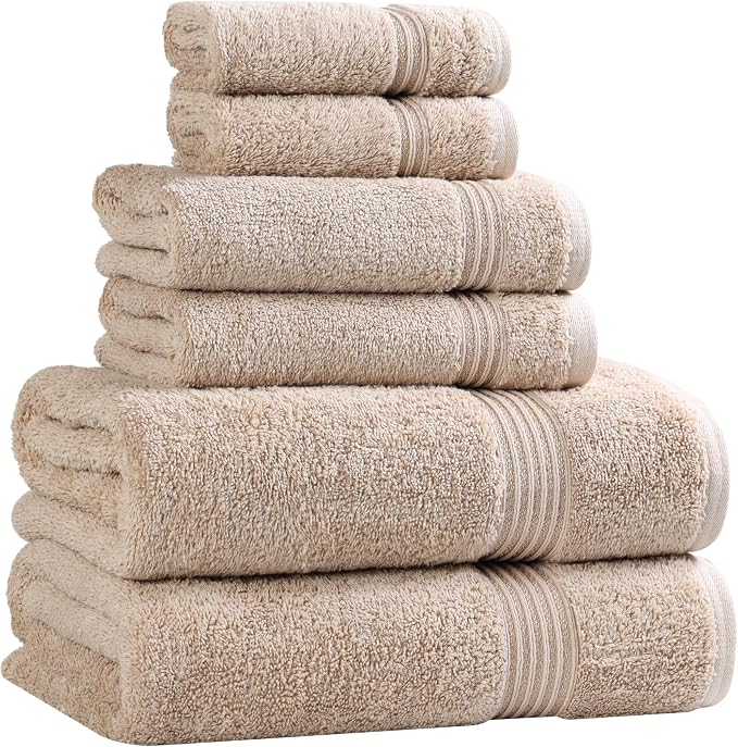Superior Egyptian Cotton 6-Piece Towel Set, Bathroom Essentials, Towels by SUPERIOR