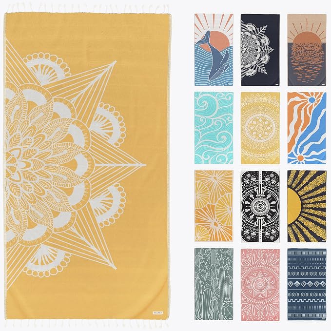 FESHKA Sand Proof Turkish Beach Towel – Oversized, Quick Dry & Lightweight by FESHKA