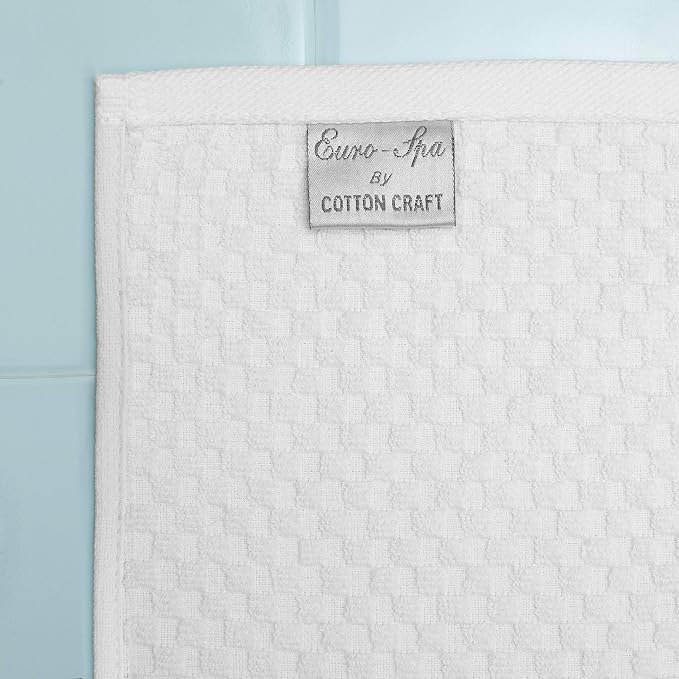 COTTON CRAFT- Euro Spa Set of 4 Luxury Waffle Weave Bath Towels, Oversized Pure - Image 2