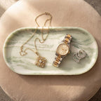 YKAJO Oval Real Marble Tray for Bathroom Kitchen Counter Stone Decorative - Image 5
