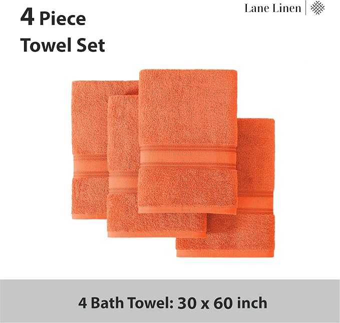 Lane Linen 100% Cotton 4 Pack Bath Towels - Image 4