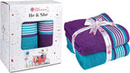 CASA COPENHAGEN He & She 6 Pieces Towel Set- Violet Indigo + Blue Green - Image 8
