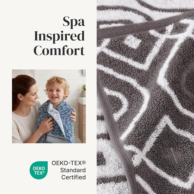 Modern Threads Classic Diamond 6-Piece 100% Cotton Towel Set – Yarn Dyed - Image 4