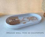 White Small Tray, Oval Tray for Bathtub Bathroom Vanity Items, Countertop - Image 4