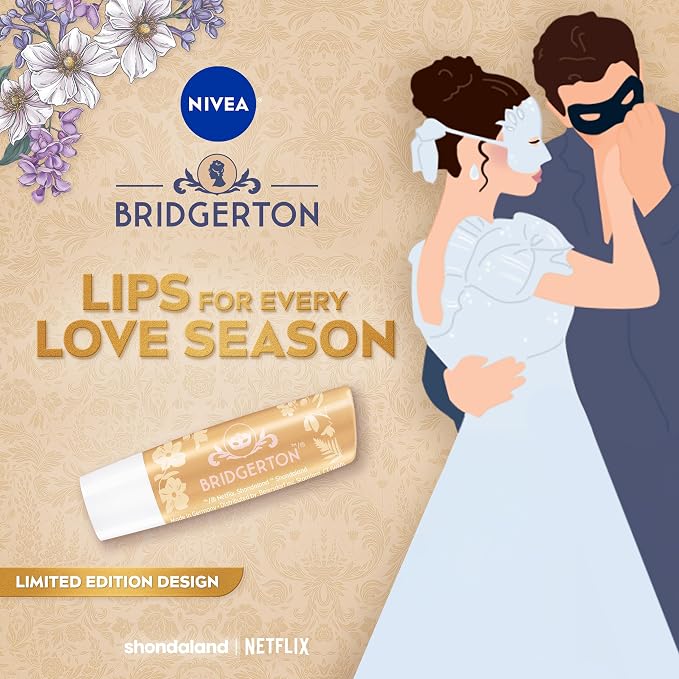 NIVEA Vanilla Biscuit Lip Balm, Nourishing Lip Care, Bridgerton Limited Edition - Image 2