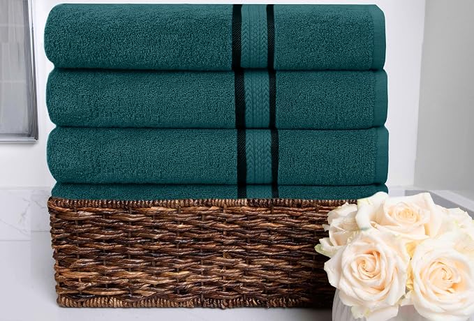 Cotton Craft Ultra Soft 4 Pack Oversized Extra Large Bath Towels 30x54 Teal - Image 5