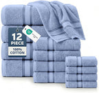LANE LINEN Premium Bath Towel Set of 12 – 100% Cotton Towels by LaneLinen