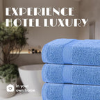 White Classic Wealuxe Light Blue Bath Towels 24x50 Inch, Cotton Towel Set - Image 7