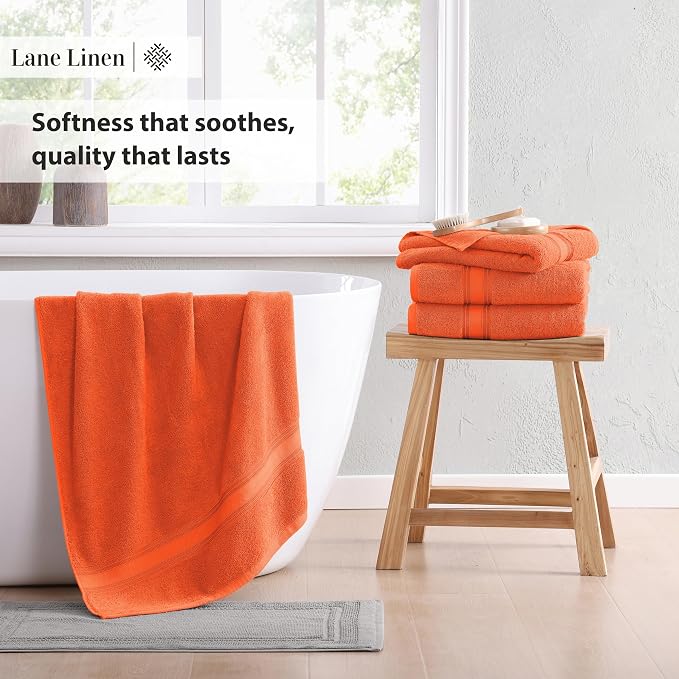 Lane Linen 100% Cotton 4 Pack Bath Towels - Image 5