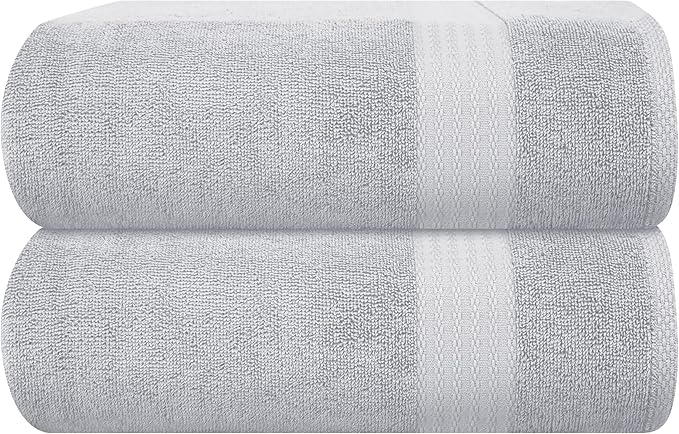 GLAMBURG Premium Cotton Oversized 2 Pack Bath Sheet 35x70-100% Pure Cotton by GLAMBURG
