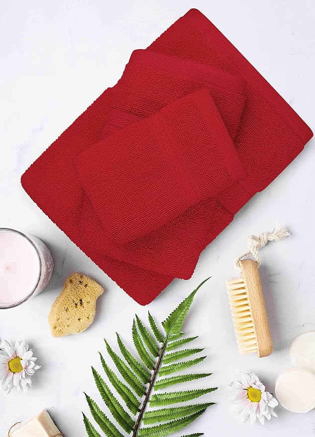 Towel and Linen Mart Burgundy Towel Sets, 2 Bath Towels 2 Hand Towels and 4 - Image 3