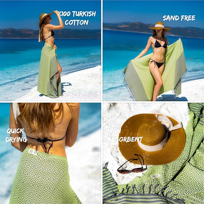 RAY SILVER Turkish Beach Towel – 100% Turkish Cotton 40"x71" Quick Dry - Image 3