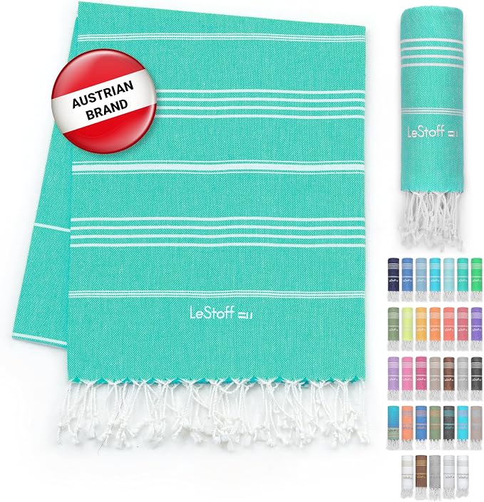 LeStoff Turkish Beach Towel 100% Organic Cotton Prewashed 38"x71" Soft Highly by 100organictowels