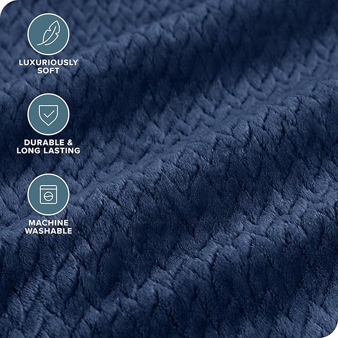 Bare Home Textured Fleece Blanket - Image 3