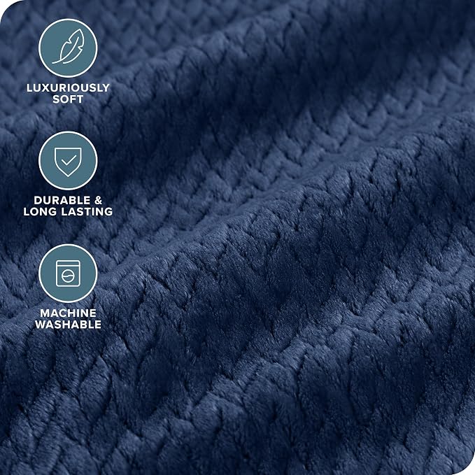Bare Home Textured Fleece Blanket - Image 3