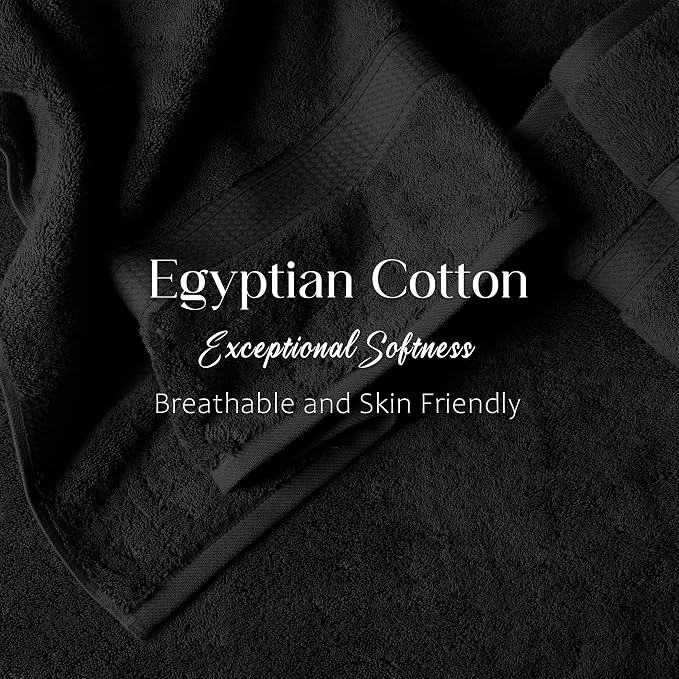 SUPERIOR Solid Egyptian Cotton Towel Set, Washcloths 13” x 13”, Hand Towels 20” - Image 5