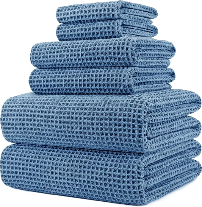 POLYTE 430 GSM Microfiber Quick Dry Lint Free Oversize Bath Towel Set, 6 Piece by Polyte