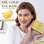 32 Pairs 24K Gold Under Eye Patches, 32 Sets Anti Wrinkle Collagen Undereye Pad - Image 2