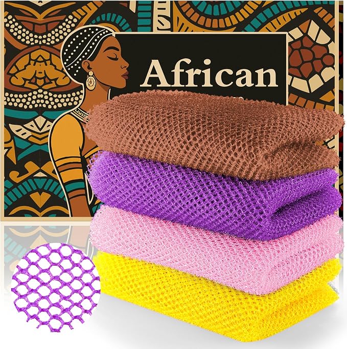 African Net Sponge Set -Premium Exfoliating Bath Scrubber by SpiralScgv