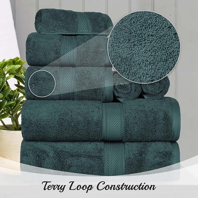 SUPERIOR Egyptian Cotton Pile 8 Piece Towel Set, Includes 2 Bath, 2 Hand - Image 5