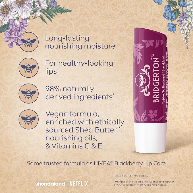 NIVEA Blackberry Pie Lip Balm, Nourishing Lip Care, Bridgerton Limited Edition - Image 4