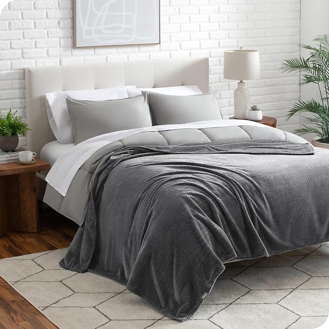 Bare Home Textured Fleece Blanket - Image 2
