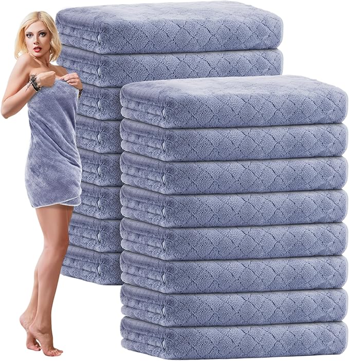 SmoothNovelty 16 Pack Microfiber Bath Towels Bulk 27'' x 60'' Oversized Size by SmoothNovelty