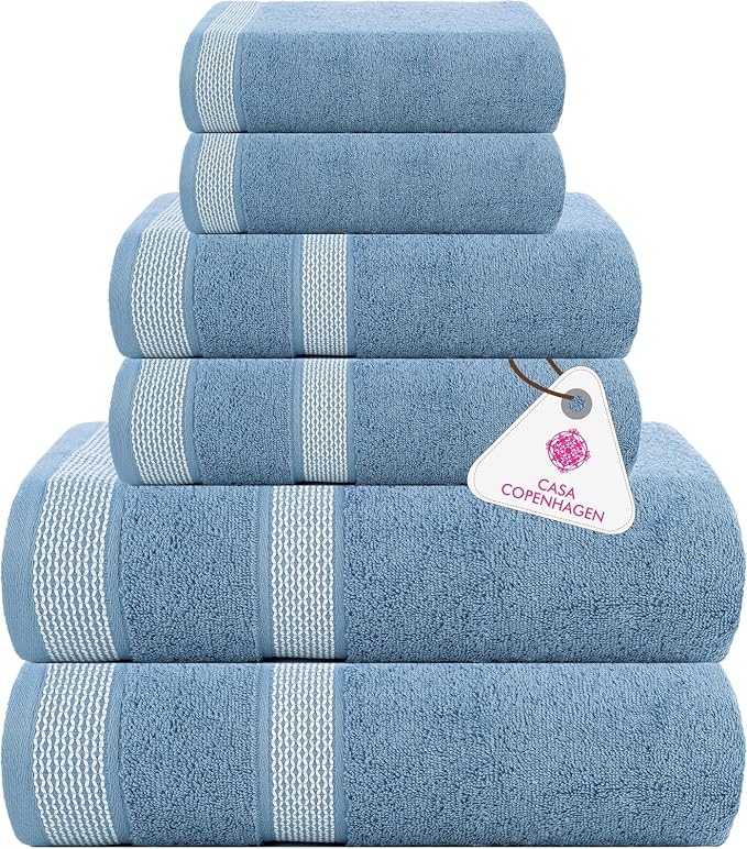 CASA COPENHAGEN Solitaire 6Pcs 100% Egyptian Cotton Large Designer Towels Gift by CASACOPENHAGEN