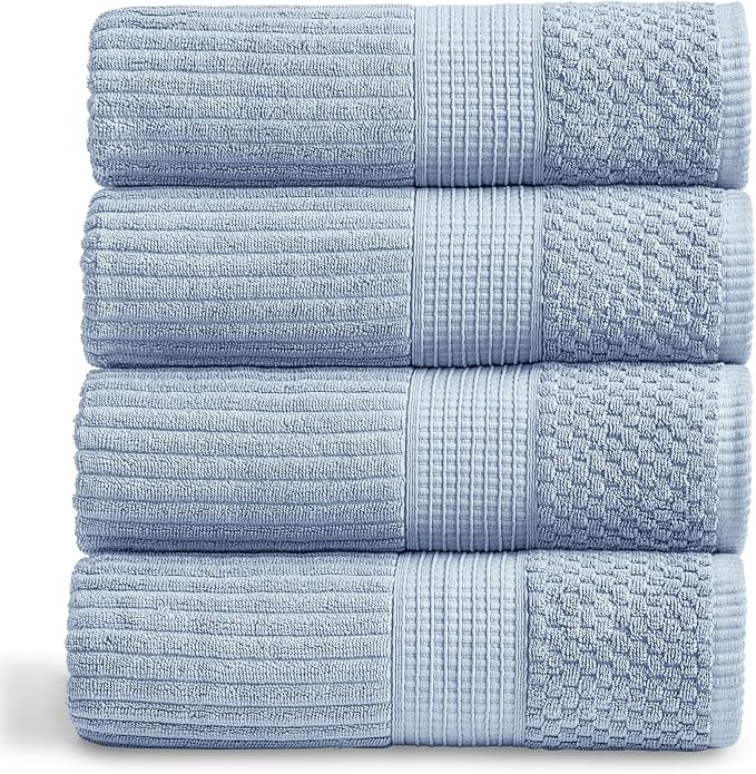 Springtree Home 100% Cotton Bath Towel Set of 4 | Super Soft & Absorbent by SpringtreeHome