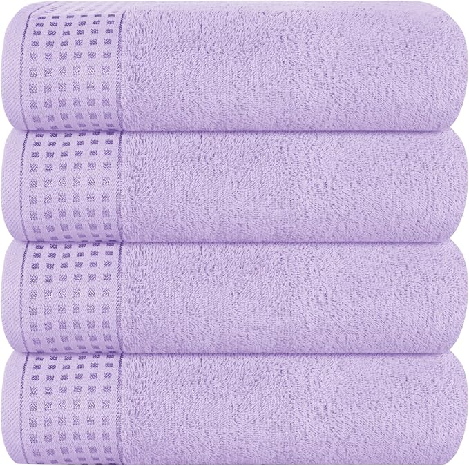 GLAMBURG Ultra Soft 4 Pack Oversized Bath Towel Set 27x54 inches, 100% Cotton by GLAMBURG