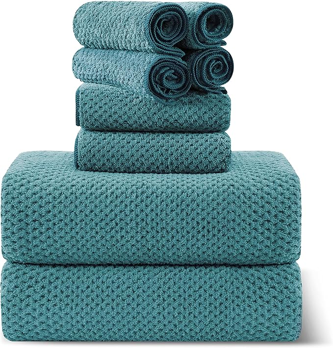 Smuge 8-Piece Turquoise Bath Towel Set, 2 Extra Large Bath Towel Sheets by Smuge