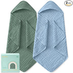 Yoofoss Hooded Baby Towels for Newborn 2 Pack 100% Muslin Organic Cotton Baby by YOOFOSS