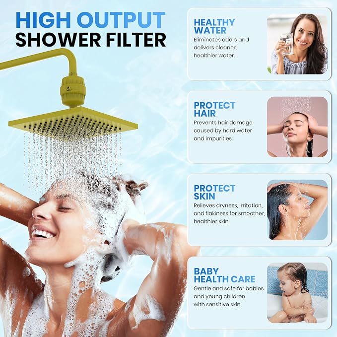 Shower Head Filter For Hard Water Gold 20 Stages to Remove Chlorine Fluoride - Image 2