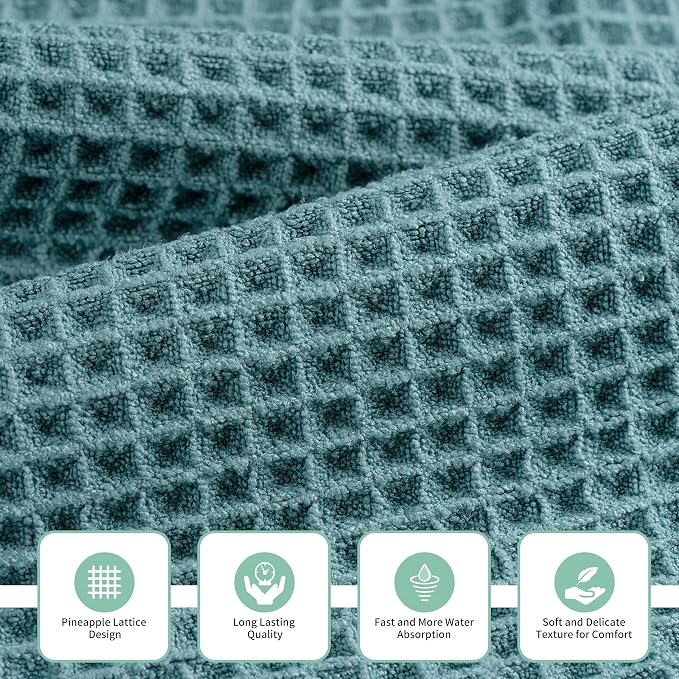 MICROFI New Microfiber Waffle Bath Towels, 3 Pieces, Fast Drying, Lint Free - Image 2