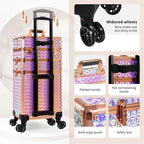 3 in 1 Rolling Makeup Train Case Professional Large Cosmetic Trolley - Image 7