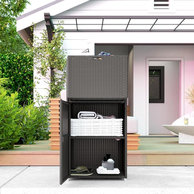 Outsunny Outdoor Towel Rack & Pool Storage Cabinet/Hot Tub Accessory Storage - Image 8