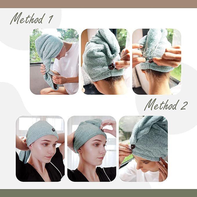myHomeBody Hair Towel Wrap, Luxury Quick Drying Turban, Ultra Soft Absorbent - Image 4