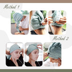 myHomeBody Hair Towel Wrap, Luxury Quick Drying Turban, Ultra Soft Absorbent - Image 4