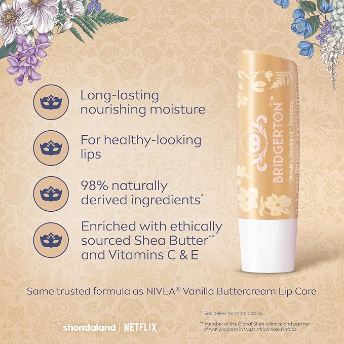 NIVEA Vanilla Biscuit Lip Balm, Nourishing Lip Care, Bridgerton Limited Edition - Image 4