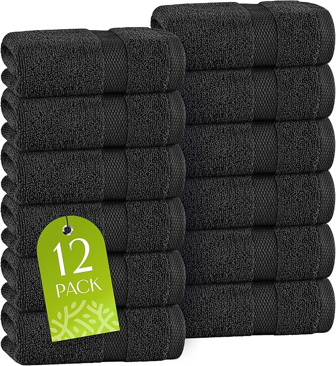 White Classic Black Washcloths Set by WhiteClassic