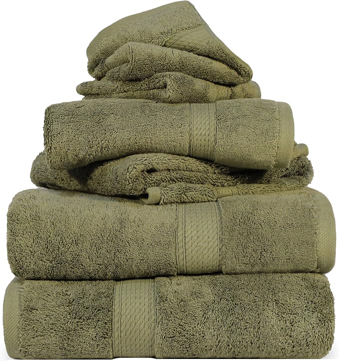 Superior Egyptian Cotton Pile 6 Piece Towel Set, Includes 2 Bath, 2 Hand by SUPERIOR
