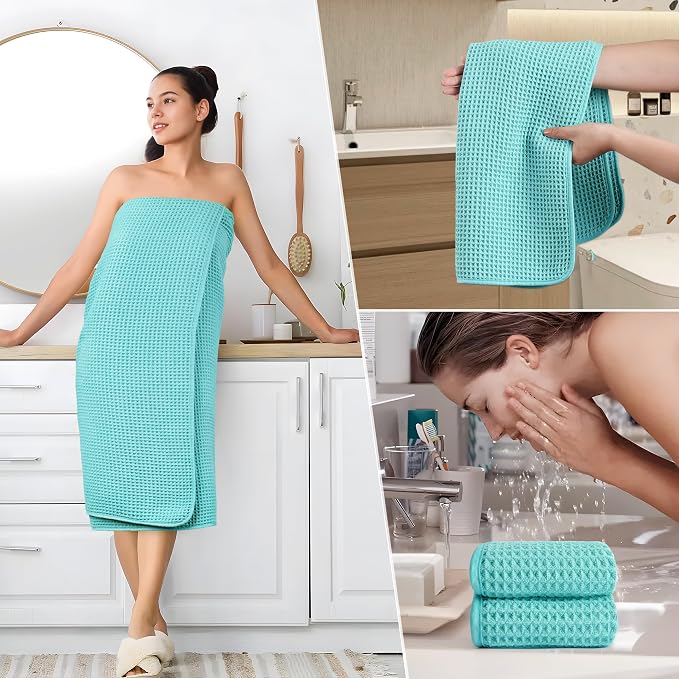 POLYTE 430 GSM Microfiber Quick Dry Lint Free Oversize Bath Towel Set, 6 Piece - Image 5