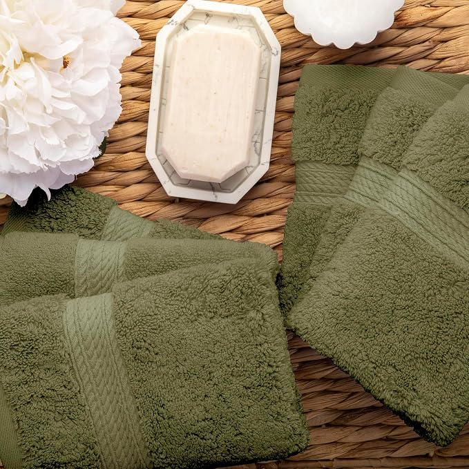 Superior Egyptian Cotton Pile Face Towel/Washcloth Set of 6, Ultra Soft Luxury - Image 5