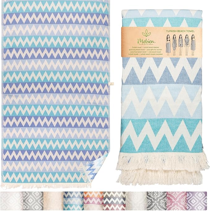 Premium Turkish Beach Towel – 100% Cotton, Quick Dry, Sand Free, Oversized by MEBIENTOUCHEDELANATURE