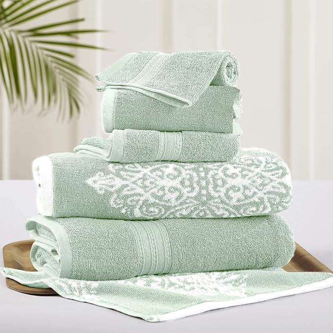 Modern Threads 6 Piece Reversible Yarn Dyed Jacquard Towel Set Artesia Damask by ModernThreads