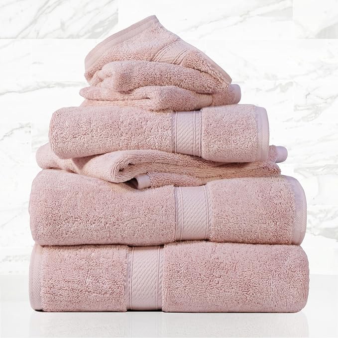 SUPERIOR Egyptian Cotton Pile 6 Piece Towel Set, Includes 2 Bath, 2 Hand - Image 2